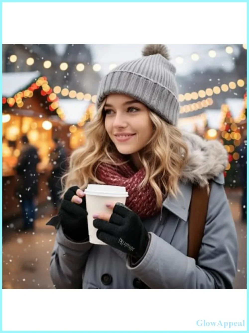 Merino Wool Fingerless Gloves 3-Cut Anti-Slip Palm for Winter Outdoor